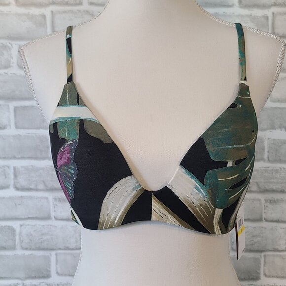 Vince Camuto Rainforest Molded Bikini Top Medium NEW Swim Beach Butterflies - Picture 1 of 8